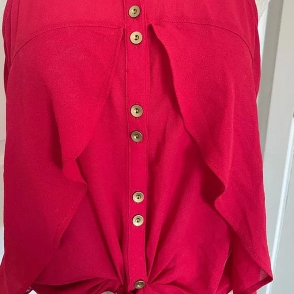 XOXO | Vintage Y2K Red Sleeveless Sheer Blouse with Gold Sequin Collar, Size M - Picture 3 of 13